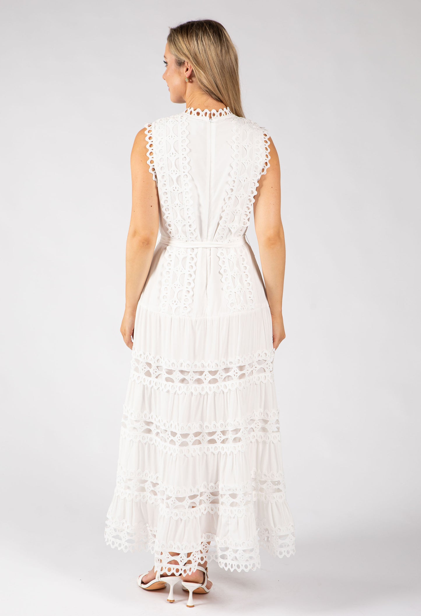 Embroidered Sleeveless Midi Dress
