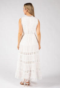 Embroidered Sleeveless Midi Dress