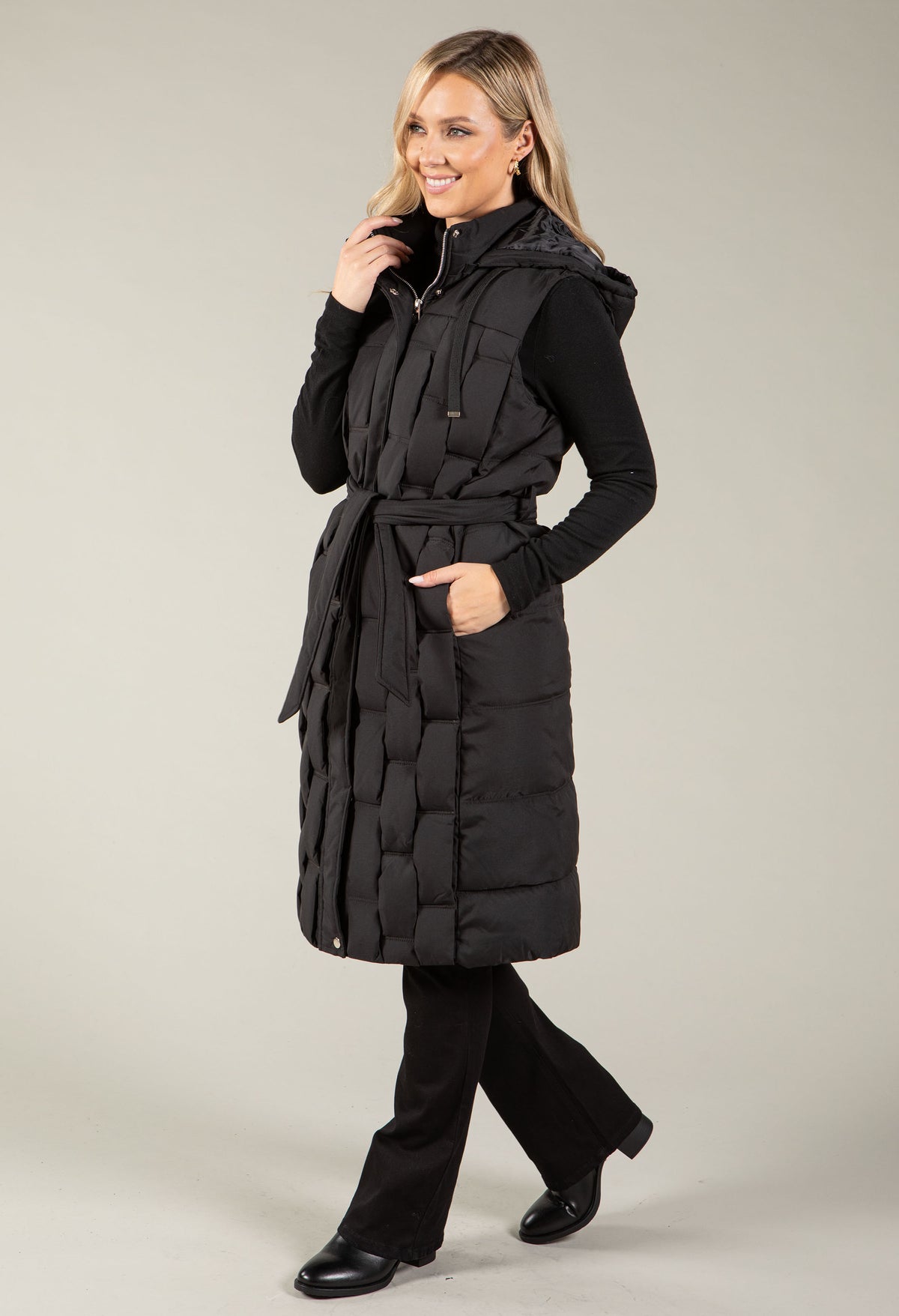 Sleeveless Coat With Detachable Hood