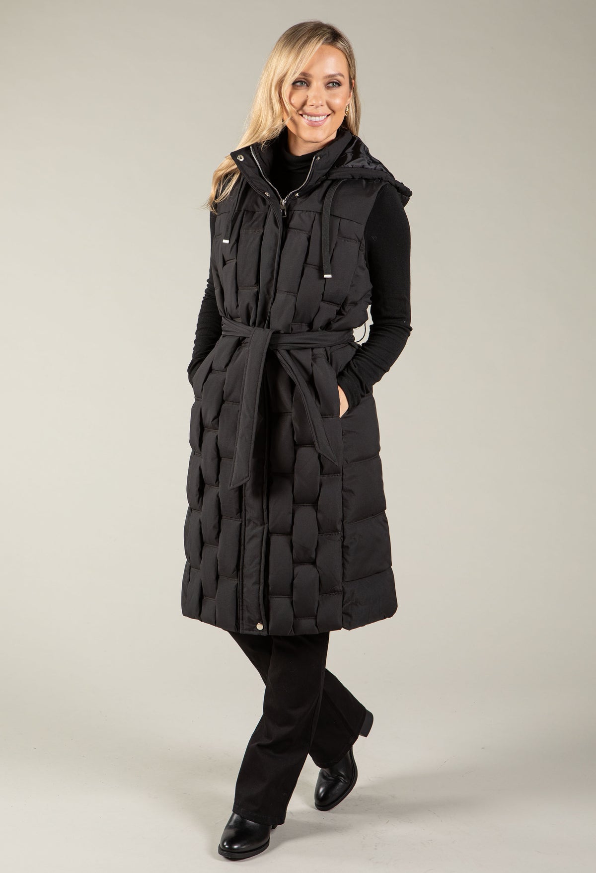 Sleeveless Coat With Detachable Hood