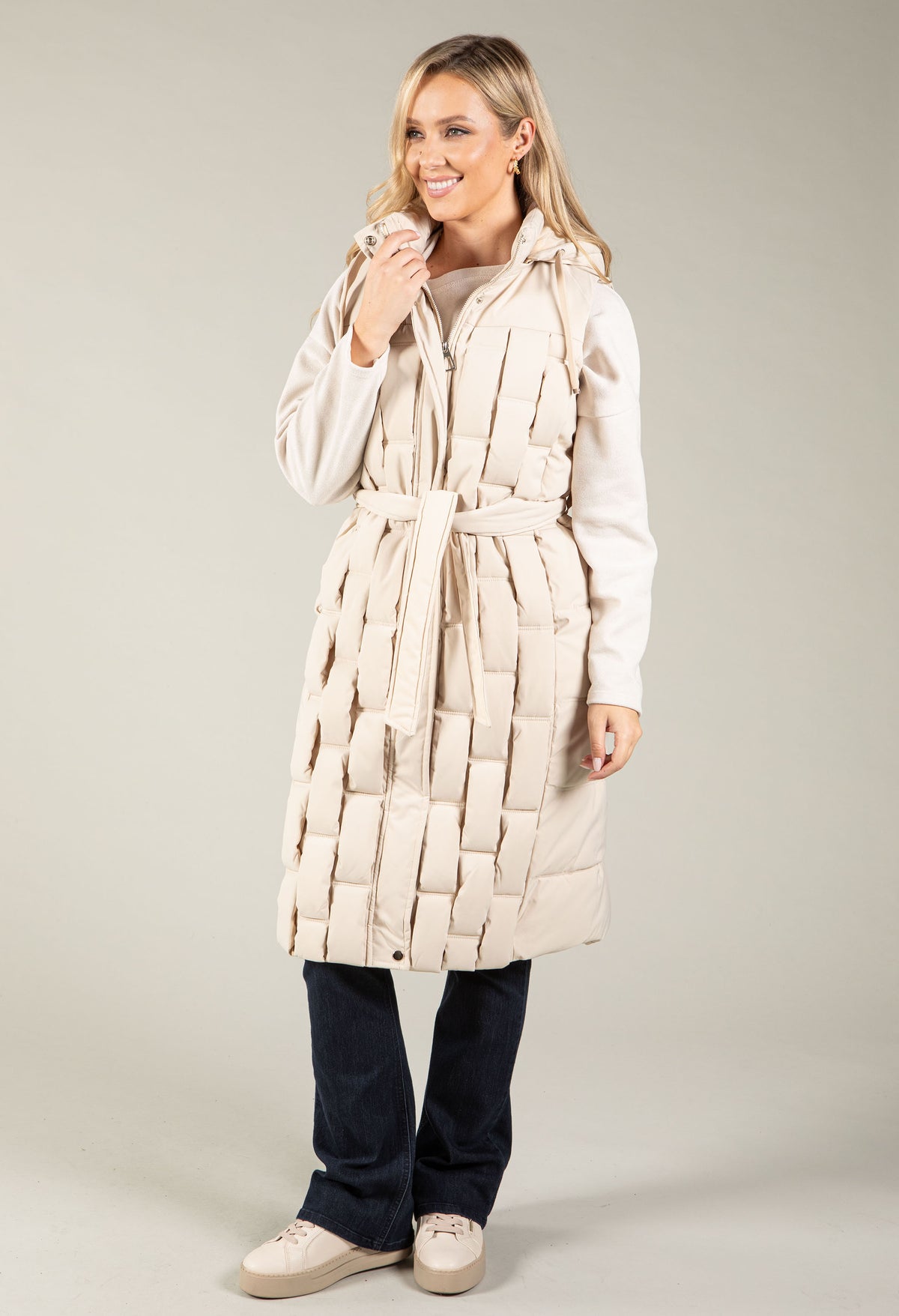 Geometrical Design Longline Gilet, view 11 – Pamela Scott