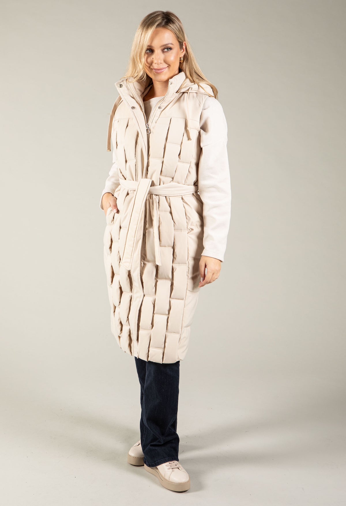 Geometrical Design Longline Gilet, view 13 – Pamela Scott