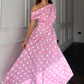 Betty Asymmetric Polka Dot Midi Dress