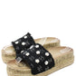 Studded Denim Slide