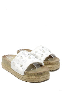 Studded Denim Slide