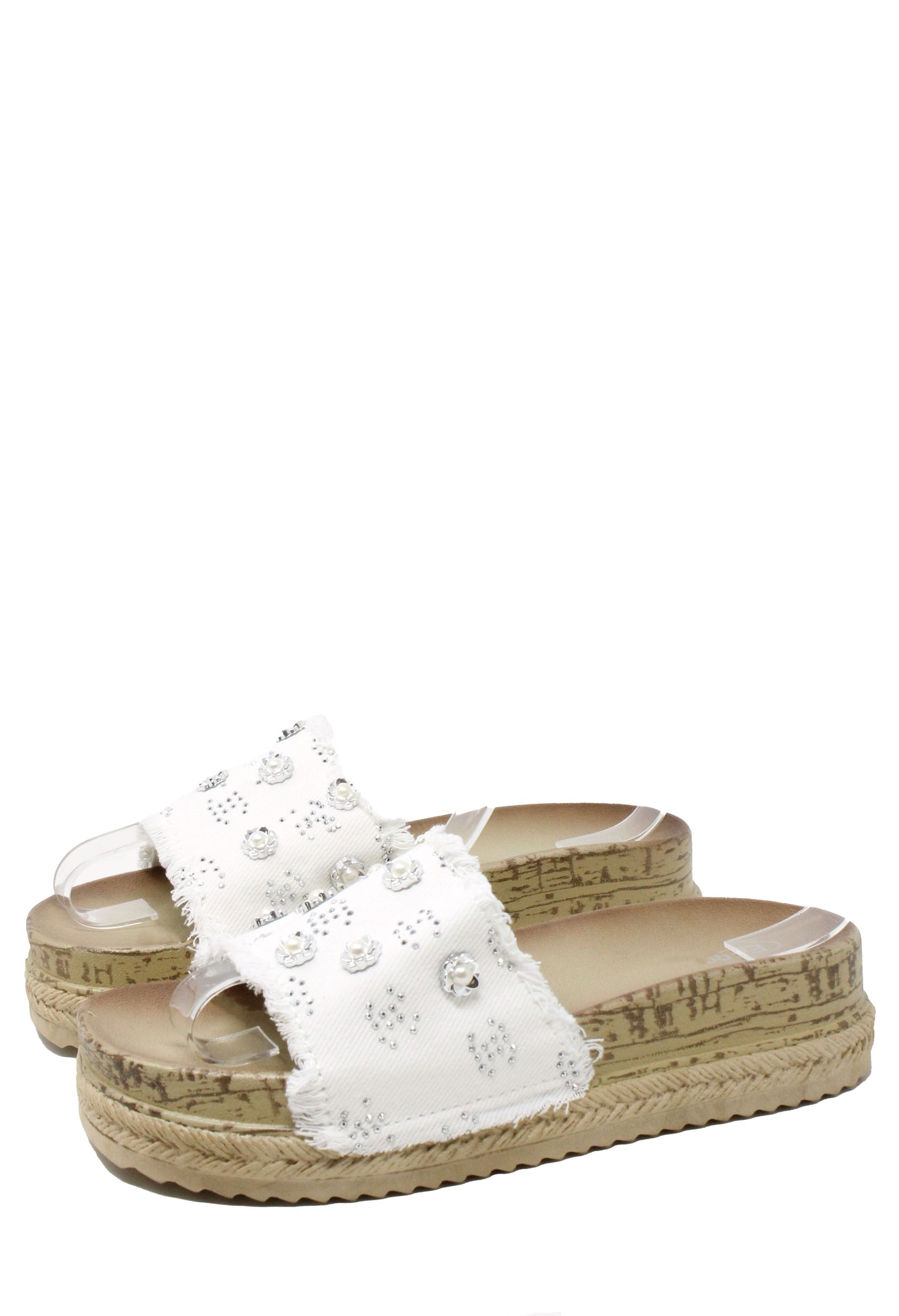 Studded Denim Slide