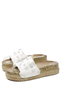 Studded Denim Slide
