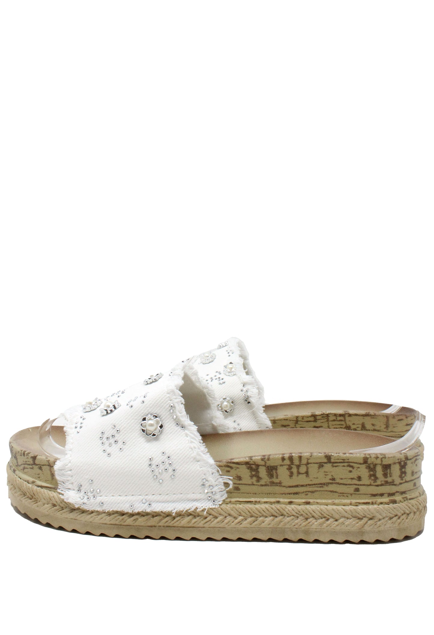 Studded Denim Slide