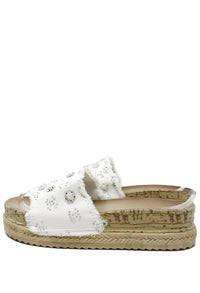 Studded Denim Slide