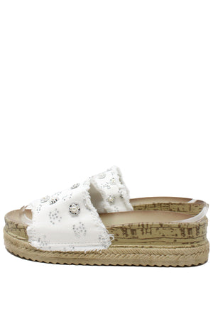 Studded Denim Slide