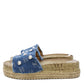 Studded Denim Slide