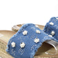 Studded Denim Slide