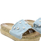 Studded Denim Slide
