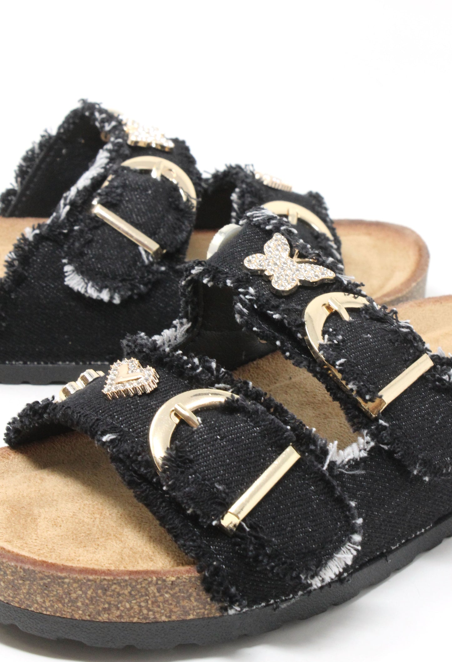 Gem Studded Denim Sandals