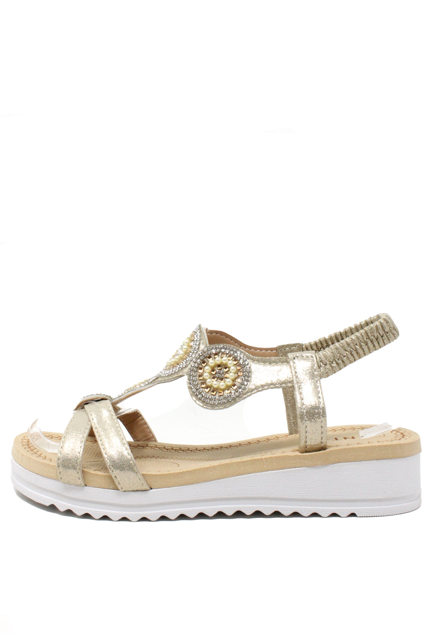 Pearl Circle Wedge Sandal