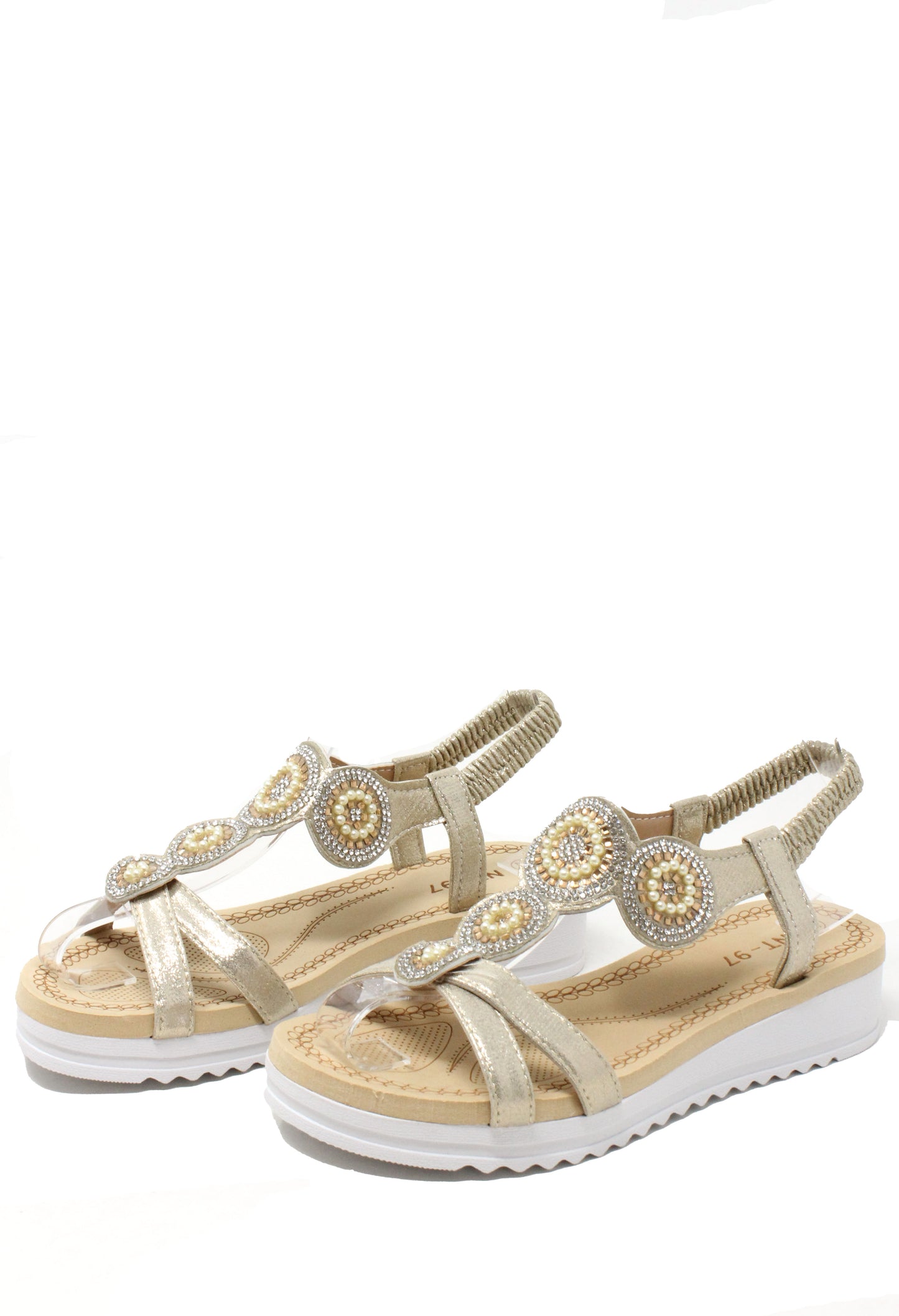 Pearl Circle Wedge Sandal