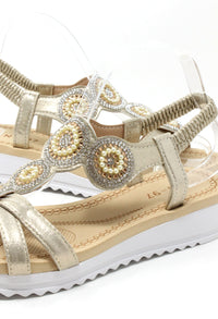 Pearl Circle Wedge Sandal