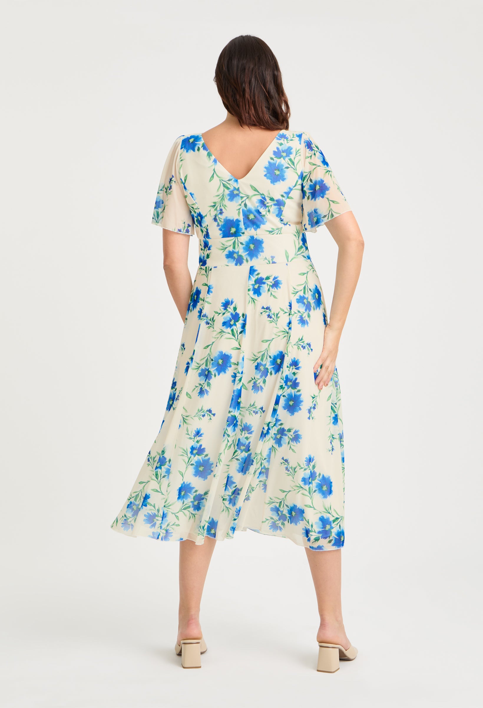 Victoria Angel Sleeve Mesh Midi Curve+ Dress – Pamela Scott