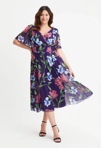 Victoria Angel Sleeve Mesh Midi Curve+ Dress