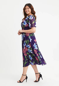 Victoria Angel Sleeve Mesh Midi Curve+ Dress