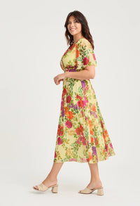 Victoria Angel Sleeve Mesh Midi Curve+ Dress