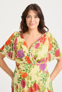 Victoria Angel Sleeve Mesh Midi Curve+ Dress