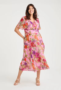 Victoria Angel Sleeve Mesh Midi Curve+ Dress