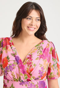 Victoria Angel Sleeve Mesh Midi Curve+ Dress