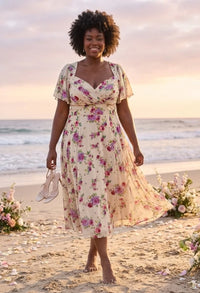 Liz Bolero Wrap Bodice Curve+ Midi Dress