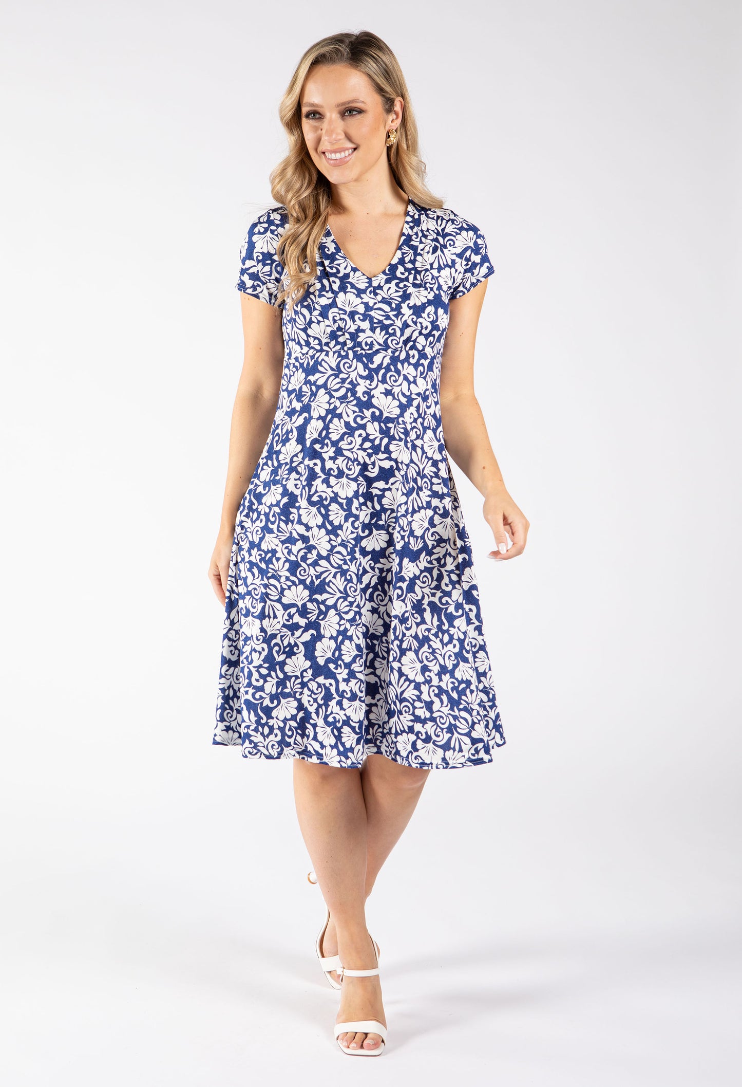 Tempo Floral Print V-Neck Dress