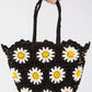 Crochet Knit Daisy Tote Bag