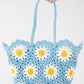 Crochet Knit Daisy Tote Bag