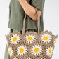 Crochet Knit Daisy Tote Bag