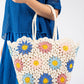 Crochet Knit Daisy Tote Bag