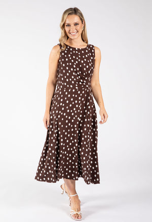 Polka Dot Sleeveless Midi Dress