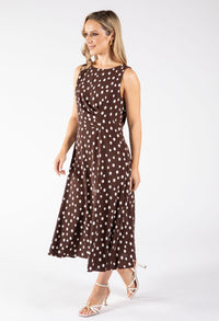 Polka Dot Sleeveless Midi Dress