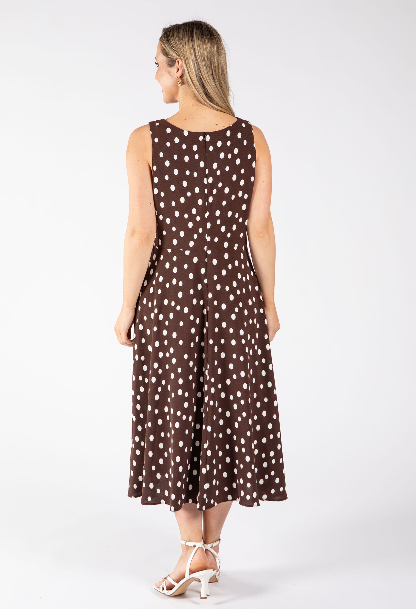Polka Dot Sleeveless Midi Dress