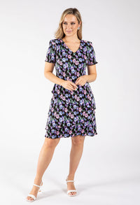 Floral Print Tiered Plisse Dress