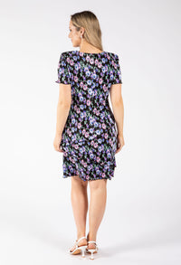 Floral Print Tiered Plisse Dress