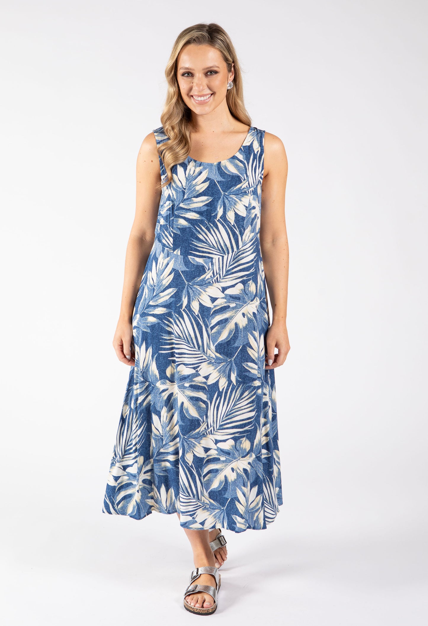 Palm Print Midi Dress