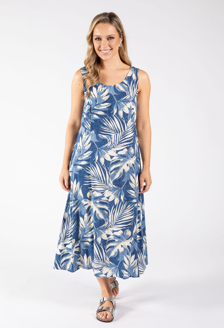 Palm Print Midi Dress
