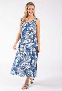 Palm Print Midi Dress