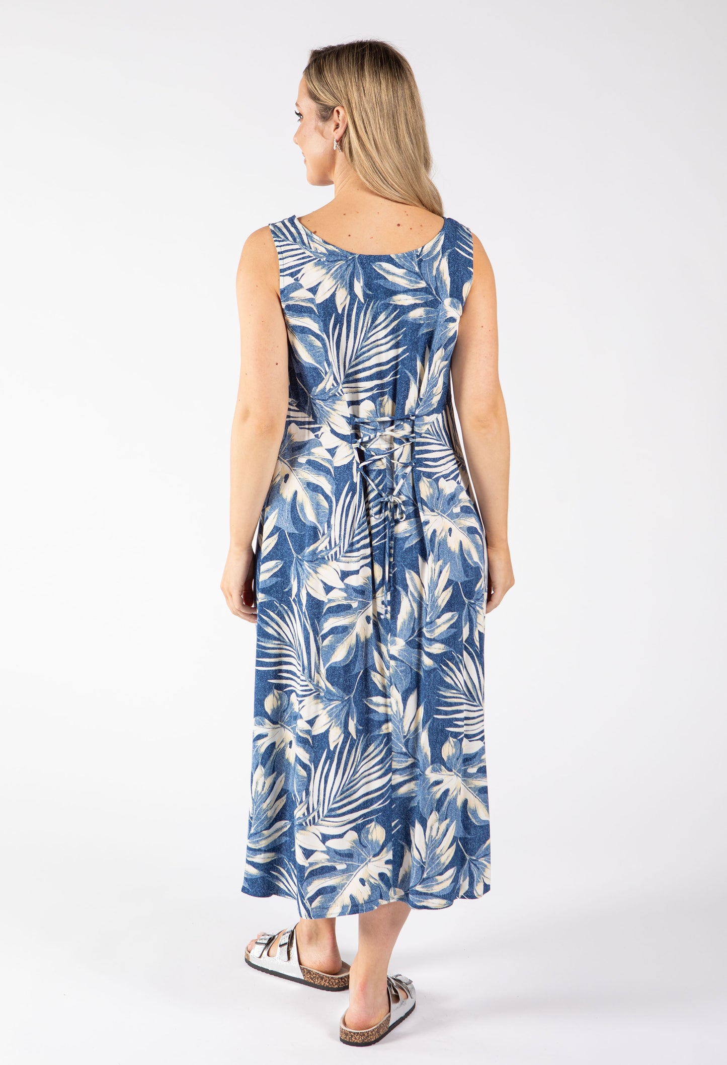 Palm Print Midi Dress