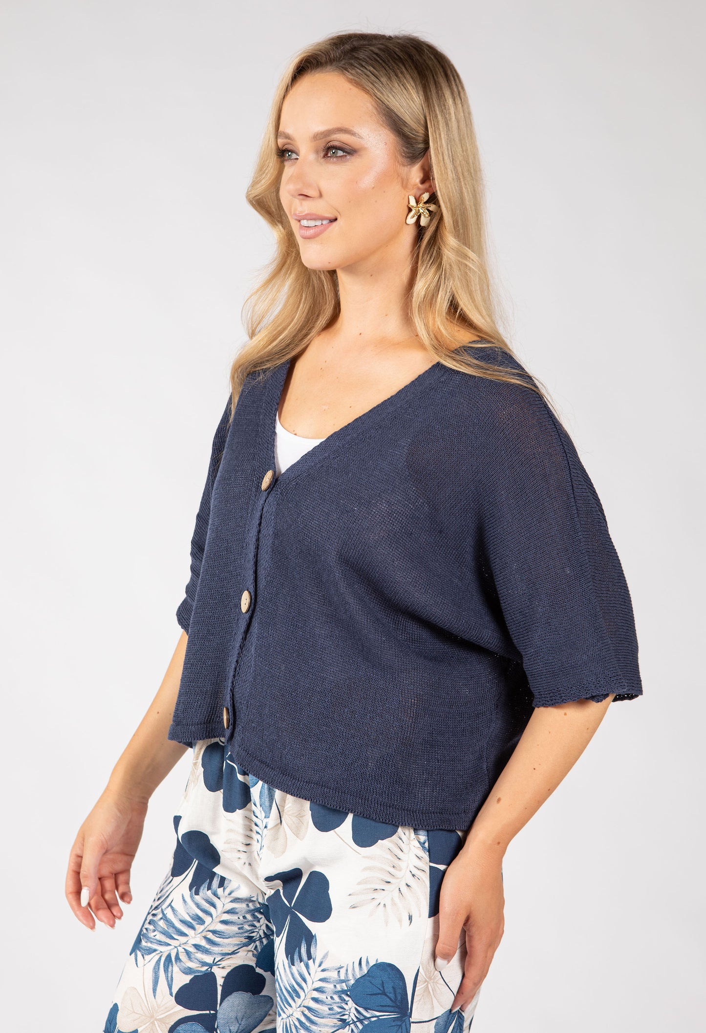 Cropped Knit Cardigan