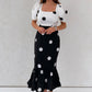 Jennifer Contrast Spot Midi Dress
