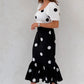 Jennifer Contrast Spot Midi Dress