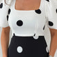 Jennifer Contrast Spot Midi Dress