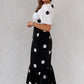 Jennifer Contrast Spot Midi Dress