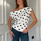 Donna Asymmetric Polka Dot Top