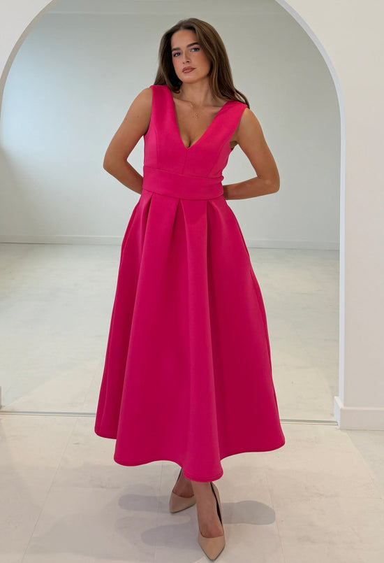 Bethany V-Neck Skater Midi Dress
